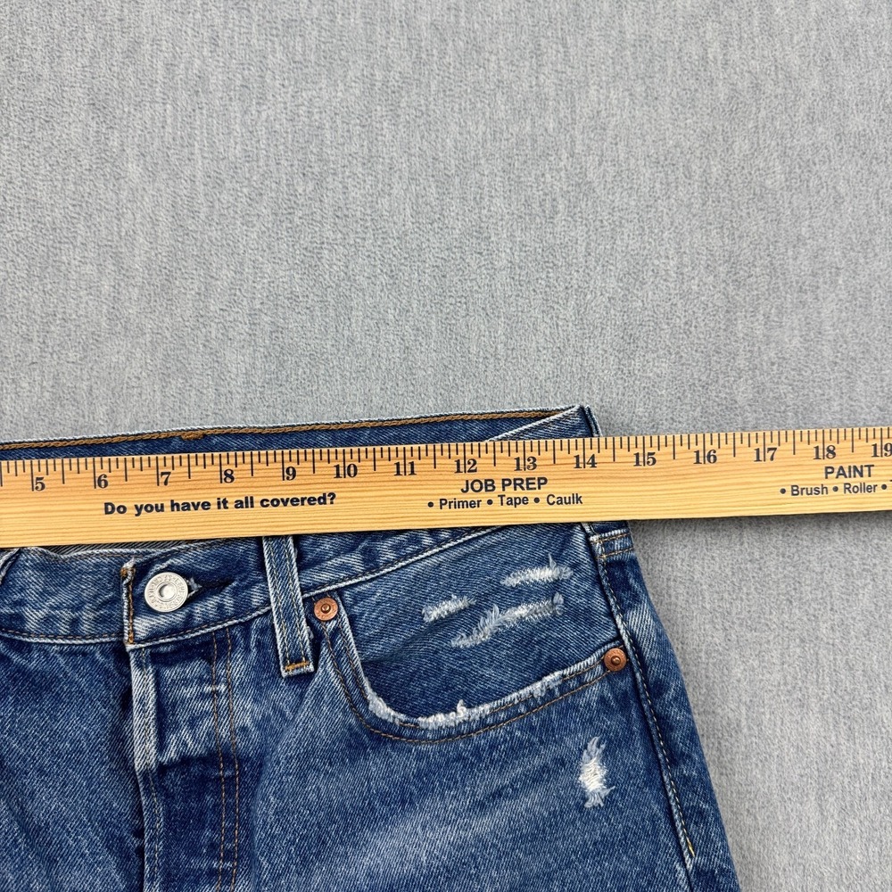 Levis 501 Jeans Womens 28X26 Blue Button Fly Straight Leg Classic Fit Distress - Picture 8 of 15